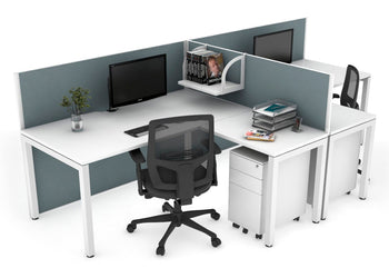 Quadro Square Leg 2 Person Corner Workstations - T Configuration [1800L x 1800W with Cable Scallop] Jasonl 