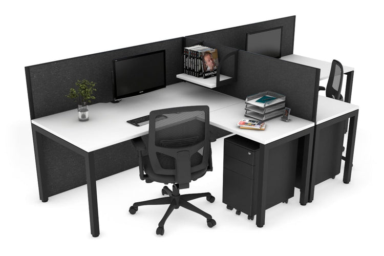 Quadro Square Leg 2 Person Corner Workstations - T Configuration [1800L x 1800W with Cable Scallop] Jasonl black leg white moody charcoal