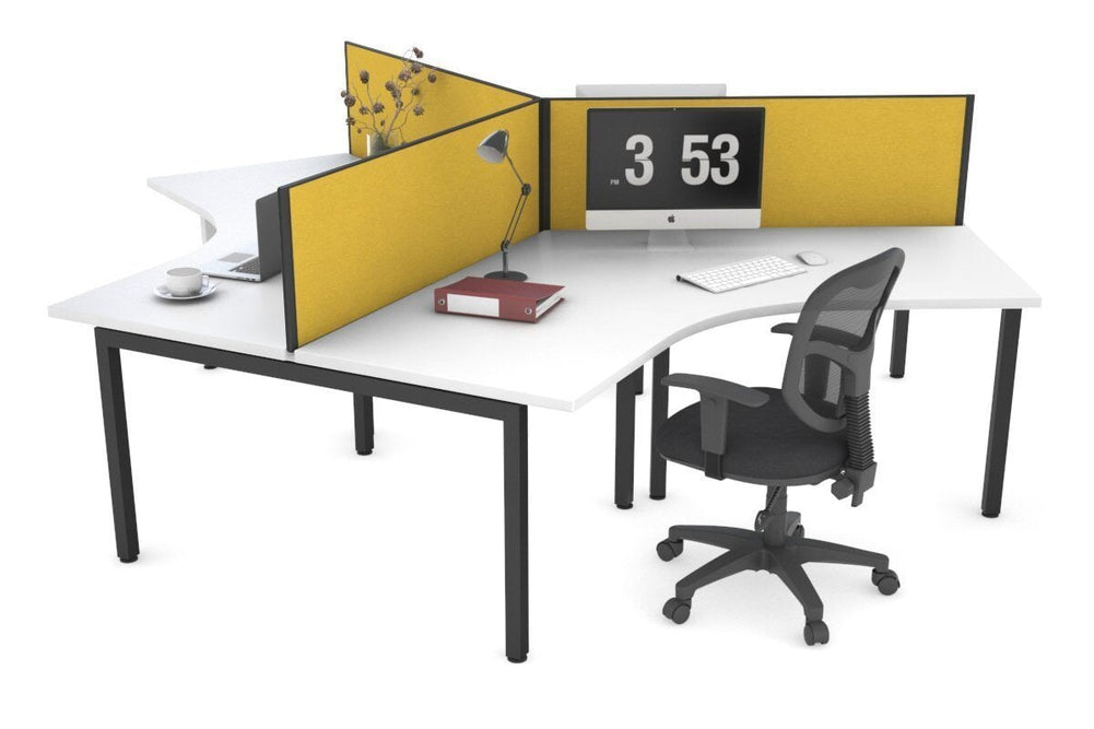 Quadro Square Legs 3 Person 120 Degree Office Workstation-black leg mustard yellow (500H x 1200W) 
