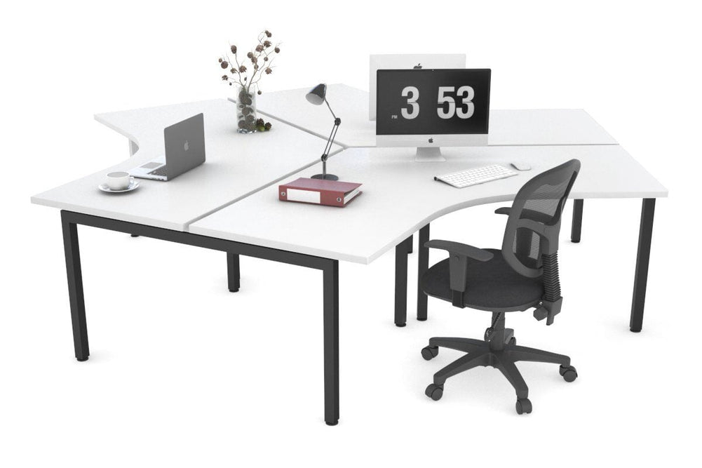 Quadro Square Legs 3 Person 120 Degree Office Workstation-black leg none 