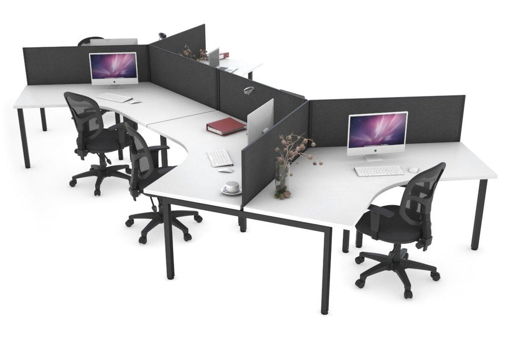 Quadro Square Legs 3 Person 120 Degree Office Workstation-black leg moody charcoal (500H x 1200W) 