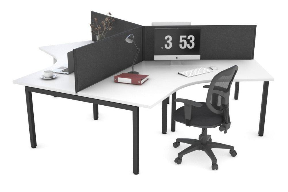 Quadro Square Legs 3 Person 120 Degree Office Workstation-black leg moody charcoal (500H x 1200W) 