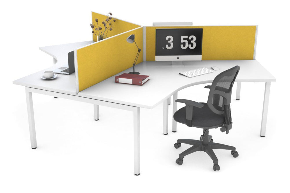 Quadro Square Legs 3 Person 120 Degree Office Workstation-white leg mustard yellow (500H x 1200W) 