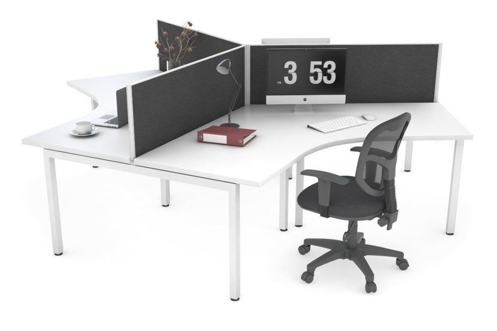 Quadro Square Legs 3 Person 120 Degree Office Workstation-white leg moody charcoal (500H x 1200W) 