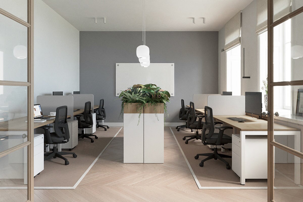Quadro Square Leg 3 Person Run Office Workstations [1400L x 700W] Jasonl 