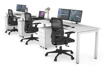  - Quadro Square Legs 3 Person Run Office Workstation [1600L x 700W] - 1