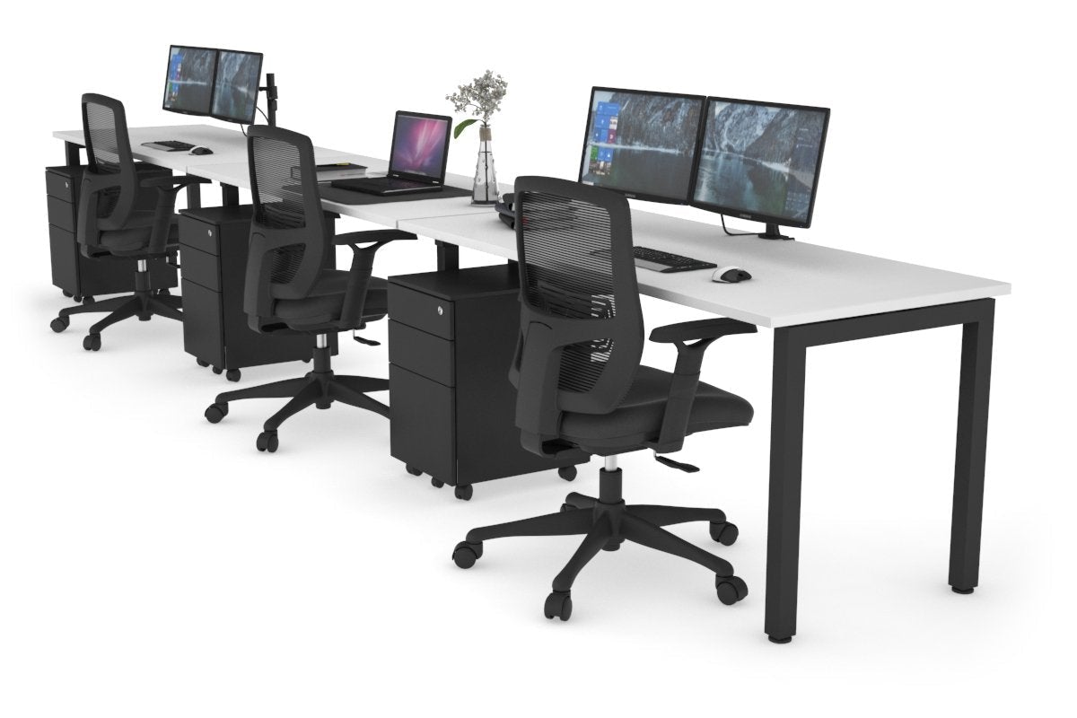 Quadro Square Leg 3 Person Run Office Workstations [1800L x 700W] Jasonl black leg white 