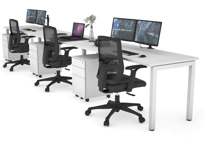 Quadro Square Leg 3 Person Run Office Workstations [1800L x 700W] Jasonl white leg white 