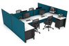 Quadro Square Legs 4 Person Corner Workstation - H Configuration - Black Frame [1400L x 1800W with Cable Scallop] - Thumbnail 10 