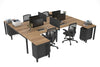 Quadro Square Legs 4 Person Corner Workstation - H Configuration - Black Frame [1400L x 1800W with Cable Scallop] - Thumbnail 30 