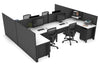 Quadro Square Legs 4 Person Corner Workstation - H Configuration - Black Frame [1400L x 1800W with Cable Scallop] - Thumbnail 14 