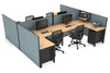 Quadro Square Legs 4 Person Corner Workstation - H Configuration - Black Frame [1400L x 1800W with Cable Scallop] - Thumbnail 25 