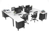 Quadro Square Legs 4 Person Corner Workstation - H Configuration - Black Frame [1400L x 1800W with Cable Scallop] - Thumbnail 3 
