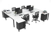 Quadro Square Legs 4 Person Corner Workstation - H Configuration - Black Frame [1400L x 1800W with Cable Scallop] - Thumbnail 2 