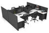 Quadro Square Legs 4 Person Corner Workstation - H Configuration - Black Frame [1600L x 1800W with Cable Scallop] - Thumbnail 1 