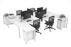 Quadro Square Legs 4 Person Corner Workstation - H Configuration - White Frame [1400L x 1800W with Cable Scallop] - Thumbnail 3 