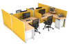 Quadro Square Legs 4 Person Corner Workstation - H Configuration - White Frame [1400L x 1800W with Cable Scallop] - Thumbnail 20 