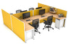 Quadro Square Legs 4 Person Corner Workstation - H Configuration - White Frame [1400L x 1800W with Cable Scallop] - Thumbnail 19 