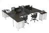 Quadro Square Legs 4 Person Corner Workstation - H Configuration - White Frame [1400L x 1800W with Cable Scallop] - Thumbnail 44 
