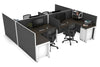 Quadro Square Legs 4 Person Corner Workstation - H Configuration - White Frame [1400L x 1800W with Cable Scallop] - Thumbnail 56 