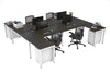 Quadro Square Legs 4 Person Corner Workstation - H Configuration - White Frame [1400L x 1800W with Cable Scallop] - Thumbnail 43 