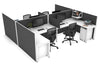 Quadro Square Legs 4 Person Corner Workstation - H Configuration - White Frame [1400L x 1800W with Cable Scallop] - Thumbnail 14 
