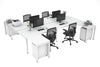 Quadro Square Legs 4 Person Corner Workstation - H Configuration - White Frame [1400L x 1800W with Cable Scallop] - Thumbnail 2 