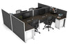 Quadro Square Legs 4 Person Corner Workstation - H Configuration - White Frame [1400L x 1800W with Cable Scallop] - Thumbnail 55 