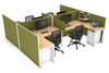 Quadro Square Legs 4 Person Corner Workstation - H Configuration - White Frame [1400L x 1800W with Cable Scallop] - Thumbnail 22 