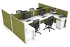 Quadro Square Legs 4 Person Corner Workstation - H Configuration - White Frame [1400L x 1800W with Cable Scallop] - Thumbnail 8 