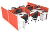 Quadro Square Legs 4 Person Corner Workstation - H Configuration - White Frame [1400L x 1800W with Cable Scallop] - Thumbnail 5 