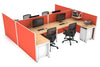 Quadro Square Legs 4 Person Corner Workstation - H Configuration - White Frame [1400L x 1800W with Cable Scallop] - Thumbnail 17 