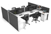 Quadro Square Legs 4 Person Corner Workstation - H Configuration - White Frame [1400L x 1800W with Cable Scallop] - Thumbnail 13 