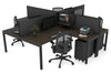 Quadro Square Legs 4 Person Corner Workstation [1400L x 1800W with Cable Scallop] - Thumbnail 28 