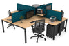 Quadro Square Legs 4 Person Corner Workstation [1400L x 1800W with Cable Scallop] - Thumbnail 12 