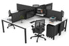 Quadro Square Legs 4 Person Corner Workstation [1400L x 1800W with Cable Scallop] - Thumbnail 7 