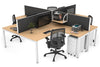 Quadro Square Legs 4 Person Corner Workstation [1400L x 1800W with Cable Scallop] - Thumbnail 42 