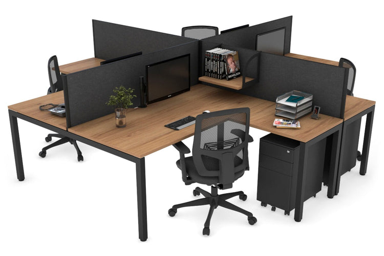Quadro Square Leg 4 Person Corner Workstations [1800L x 1800W with Cable Scallop] Jasonl black leg salvage oak moody charcoal