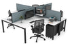 Quadro Square Legs 4 Person Corner Workstation [1800L x 1800W with Cable Scallop] - Thumbnail 1 