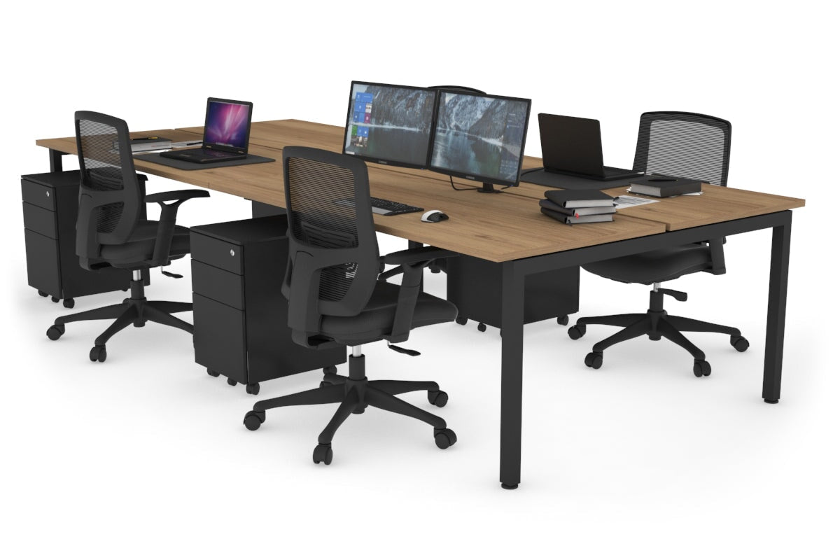 Quadro Square Leg 4 Person Office Workstations [1200L x 700W] Jasonl black leg salvage oak none