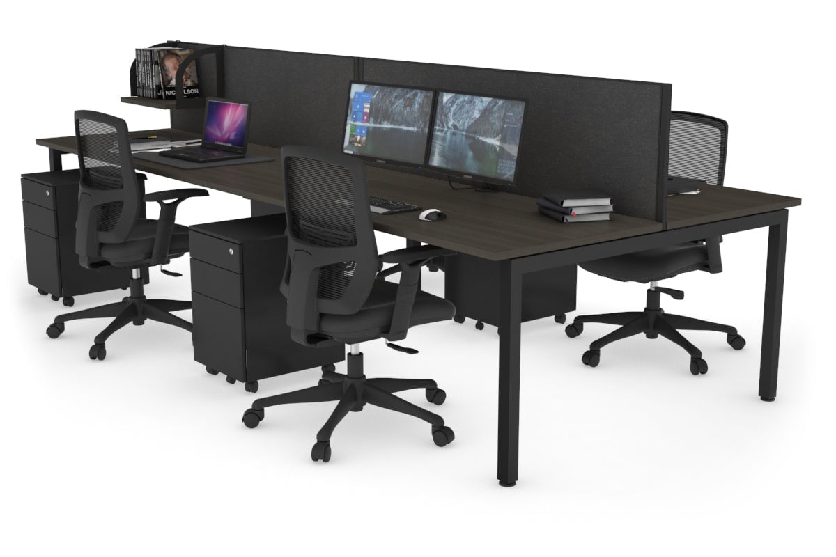 Quadro Square Leg 4 Person Office Workstations [1200L x 700W] Jasonl black leg dark oak moody charcoal (500H x 1200W)