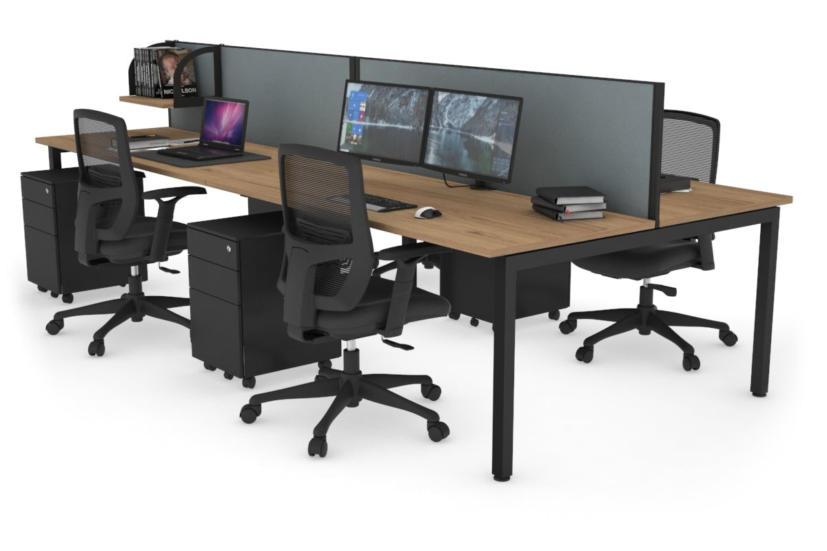 Quadro Square Leg 4 Person Office Workstations [1200L x 700W] Jasonl black leg salvage oak cool grey (500H x 1200W)
