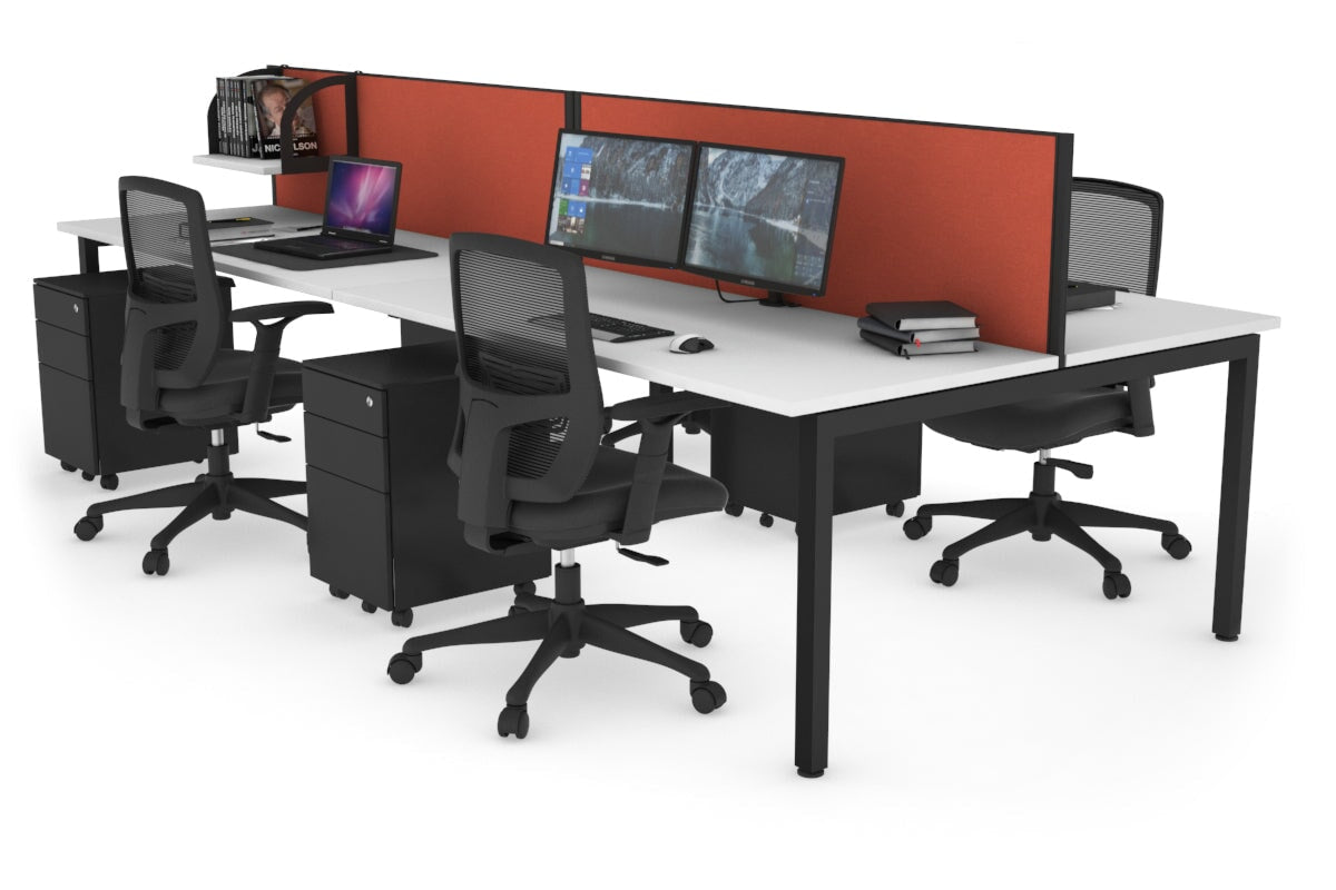 Quadro Square Leg 4 Person Office Workstations [1200L x 700W] Jasonl black leg white orange squash (500H x 1200W)