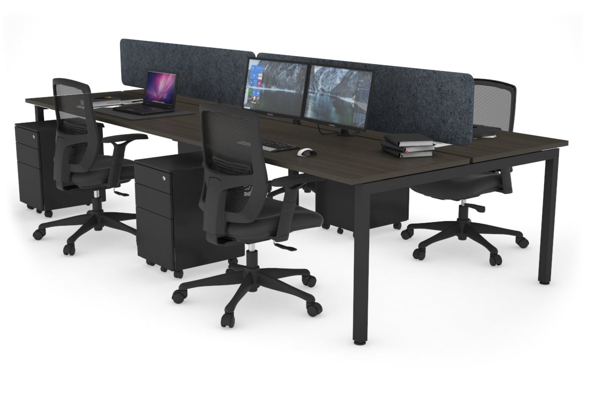 Quadro Square Leg 4 Person Office Workstations [1200L x 700W] Jasonl black leg dark oak dark grey echo panel (400H x 1200W)