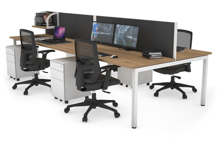 Quadro Square Leg 4 Person Office Workstations [1200L x 700W] Jasonl white leg salvage oak moody charcoal (500H x 1200W)