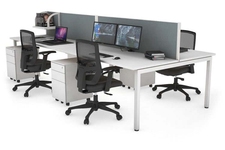 Quadro Square Leg 4 Person Office Workstations [1200L x 700W] Jasonl white leg white cool grey (500H x 1200W)
