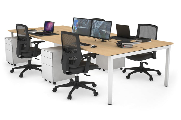 Quadro Square Leg 4 Person Office Workstations [1200L x 700W] Jasonl white leg maple none