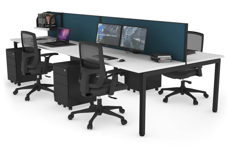 Quadro Square Leg 4 Person Office Workstations [1200L x 700W] Jasonl black leg white deep blue (500H x 1200W)