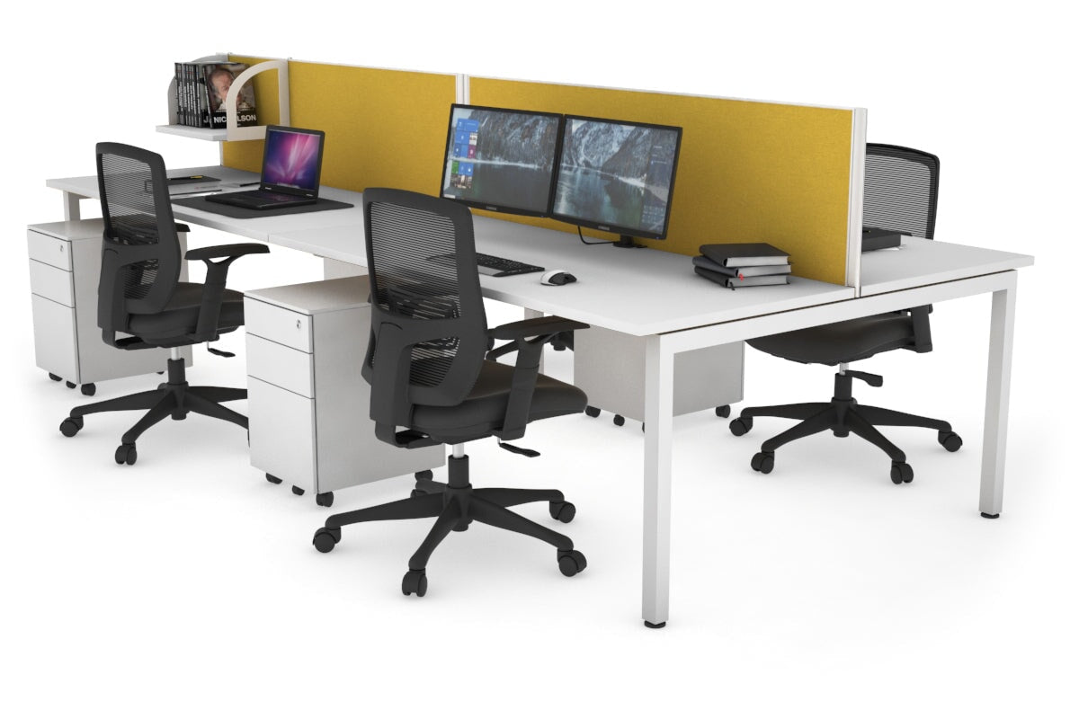 Quadro Square Leg 4 Person Office Workstations [1200L x 700W] Jasonl white leg white mustard yellow (500H x 1200W)