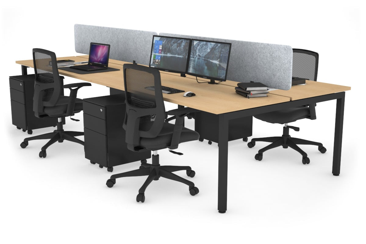 Quadro Square Leg 4 Person Office Workstations [1200L x 700W] Jasonl black leg maple light grey echo panel (400H x 1200W)
